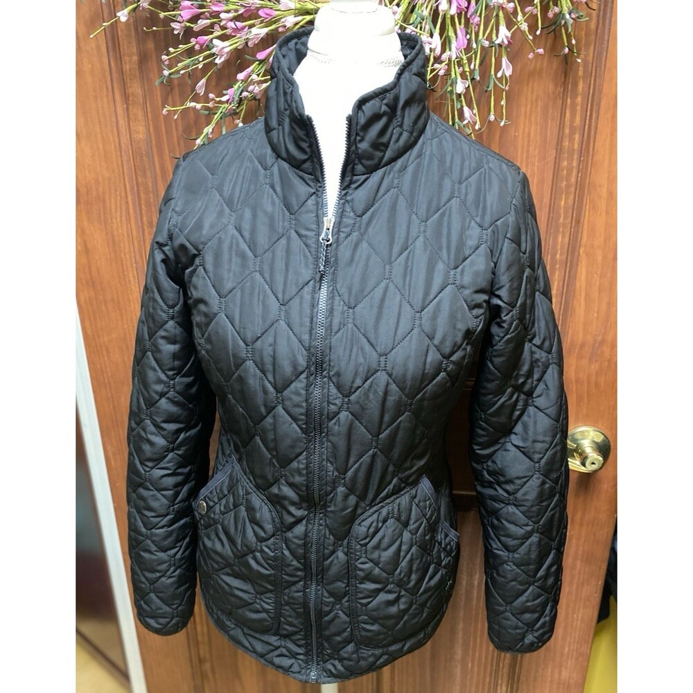 Eddie Bauer Womens Diamond Quilted Full Zip Puffer Jacket Size M Black